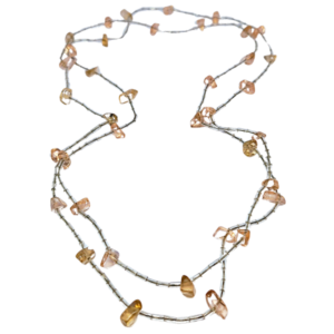 Monkvilla Elegant Bronze Chip Beads Necklace with long Crystal Spacers
