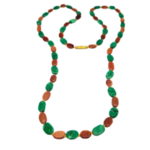 Monkvilla Elegant Sand Stone and Faux Malachite Necklace