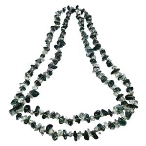 Monkvilla Trendy Crystal Quartz and Black Chip Bead Necklace with Gun Metal Seed Bead Spacers