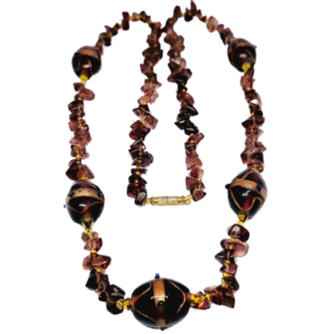 Monkvilla Elegant Bronze Chip Bead Necklace with Venetian Beads